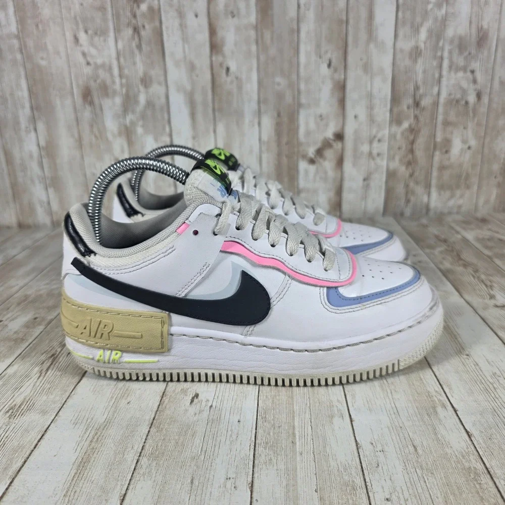Nike Air Force 1 Shadow White Black Casual Sneakers Shoes Womens Size 7